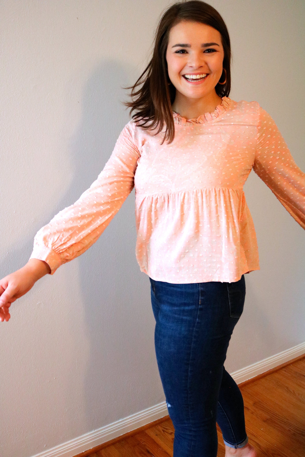 Cute in Coral Textured Blouse